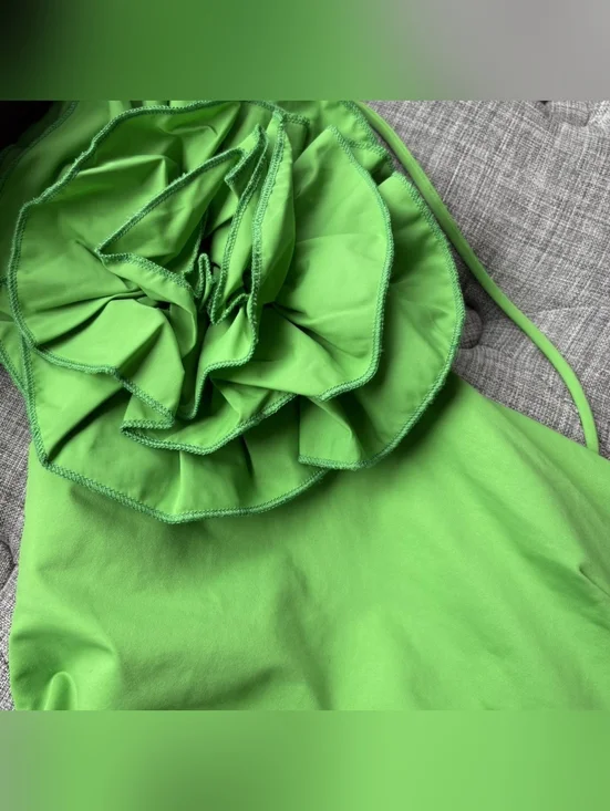 Zara Green Floral Ruffle One Piece Swimsuit - Picture 2 of 5